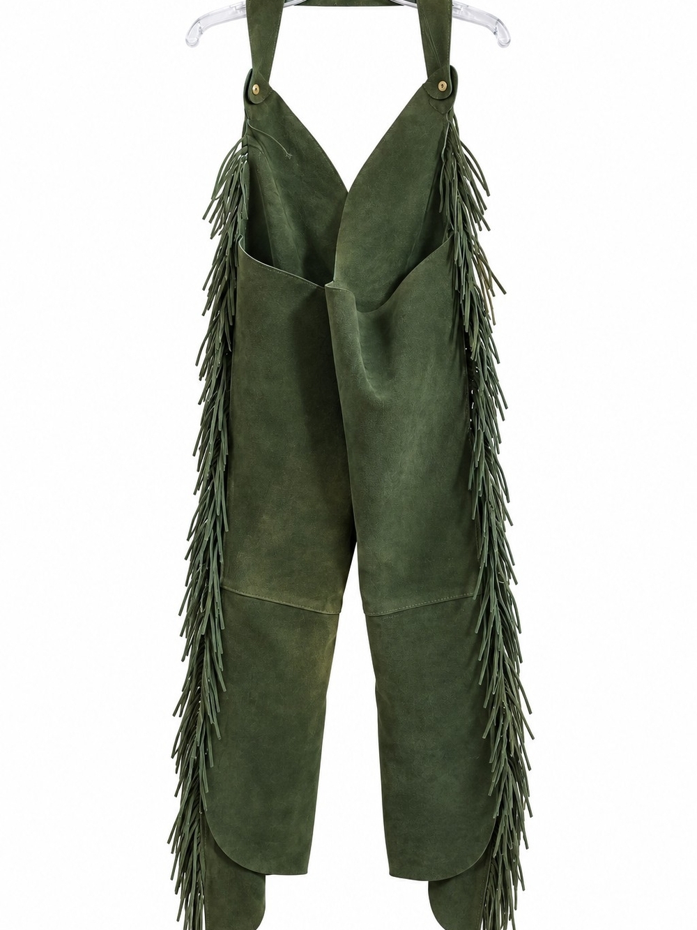 Barrelstatic Riding XL Green Suede Leather Western Rodeo Chaps Fringe Cowboy Equ